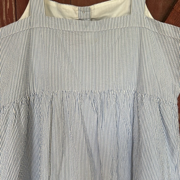 J. Crew blue/white stripe seersucker button front tank straps lined midi Size 18 - Picture 2 of 8